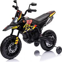 Moto Elettrica per Bambini Aprilia RX-125 Small 12V Cross Sedili In Pelle Luci Led Bluetooth Sospensioni a Molla Giallo