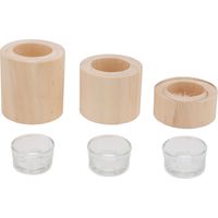 Lot de 3 bougeoirs en bois (bas, moyen, haut) – bougeoirs simples en bois pour salon, bureau, chambre.