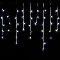 ETTROIT 120 LED-Lichtervorhang, 3M, weißes Licht, weißes Kabel, IP65, ausziehbar, Blitzeffekt, mit Aufhängedrähten in abwechselnden Längen (30–70–40–60 cm) für einen Kaskadeneffekt, Weihnachtsgirlande