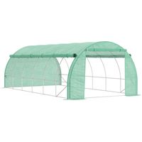 Foliengewächshaus Polytunnel 6 x 3 x 2 m begehbares Gewächshaus mit aufrollbar Abdeckungen Folientunnel Treibhaus UV-Schutz Stahlrohr Grün