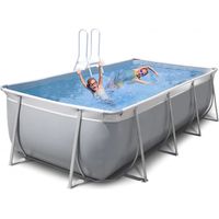 Oberirdischer rechteckiger Pool 460x265 H125 New Plast komplett grau-weiß Futura 460