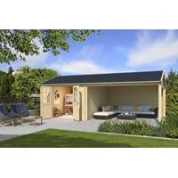 EL Paso-Log Cabin, Wooden Garden Room, Timber Summerhouse, Home Office - L701 x W417.1 x H273.6 cm