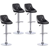 Aqrau Lot de 4 Tabouret de bar en similicuir , Hauteur et rotation réglables, Noir
