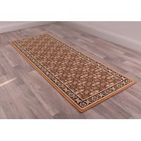 Traditional Poly Esta Bordered Classical Floral Gold Rug Floor Mat Carpet Hallway 70 x 200 cm (2'4''x6'7'') Runner