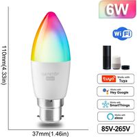 Lampes de croissance pour plantes Ampoule LED intelligente RGB (C37 6W B22, 85-265V) à intensité variable Tuya Light Wifi Magic Lamp, compatible avec Alexa et Google Home