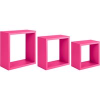Kubischer 3er set wandregal mod. InCubo farbe fuchsia
