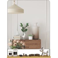 HOMCOM Decorative Mirror with Wood Shelf, Industrial Wall Mirror, Black