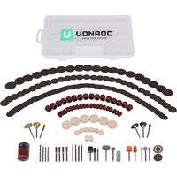 VONROC Juego de accesorios de 192 piezas para herramienta multifunción rotatoria – Juego de herramientas combinadas – Universal – Incl. maletín para organizar las piezas