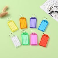 Confezione da 40 portachiavi in plastica da 5 cm con etichette di carta bianca a righe, identificatori di articoli, 8 colori