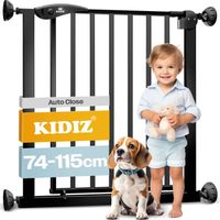KIDIZ® porta di sicurezza cancello di sbarramento cancello per scale cancello per bambini cancello per animali domestici 81 - 94 cm NERO +7