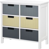 Cómoda 6 cajones auxiliar almacenaje patas elevadas estilo moderno 62x28x58 cm
