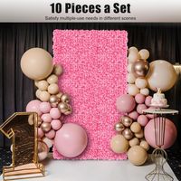 Flower Wall Panels, 10 Pcs Artificial Pink Rose Flower Backdrop, Artificial Rectangle Floral Wall Panel, Silk Flower Wall Wedding Decor, for Bridal, Patio, Garden, Yard