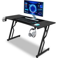 TolleTour Bureau Gaming, Bureau Gamer avec Tapis de Souris, Table Gaming PC en Fibre de Carbone avec Crochet pour Casque, Modèle de base 120 x 60 cm