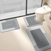 Simple diatom mud bathroom floor mat, quick-drying absorbent U-shaped toilet floor mat, light gray three-piece set