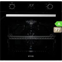 EVVO Horno integrable H20, 77L, clase A, 7 programas, display digital, temporizador, mando selector, puerta triple cristal, negro.