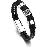 Bracelet pour homme en alliage noir avec fermoir magnétique (lot de 2)