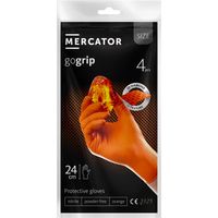 Guantes de nitrilo Mercator GoGrip color naranja, 4 unidades, talla L