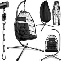 Fauteuil suspendu avec Coussin et Appui-tête extra épais noir
