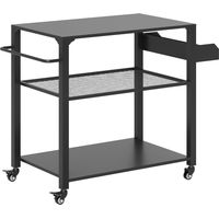 Barbecue grill cart avec comptoir, étagères et roues 105x50x79 cm Noir