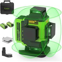 Nivel láser Huepar 4x360, nivelado automático, 16 líneas, haz verde, línea cruzada 4D, herramienta láser para pisos de baldosas, 2 líneas láser horizontales de 360 grados y 2 líneas láser verticales