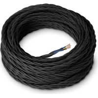 Amarcords - Cavo elettrico tessile colore NERO, trecciato, seta, 10 metri, con messa a terra 3x0,75mm - Filo rivestito in tessuto colorato vintage per lampade lampadari applique e abat jour.