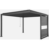 Pérgola bioclimática de aluminio y acero con lamas orientables y persiana integrada, 3,5x3,5m