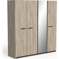 Armadio con specchio 4 ante Nord Mirror Vicawu - Rovere Kronenberg / Rovere Waterford