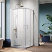 SONNI mampara de ducha de esquina entrada puerta corredera esquina ducha ESG cristal de rápida,protección contra salpicaduras de agua 100x100x195cm