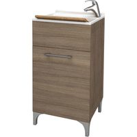 Savini - lavatoio in legno larghezza 45 profondità 50 con vasca in vetroresina e tavoletta - colore: rovere fumo