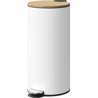 Cubo de Basura 30L avec Pédale Bambou Cierre Suave Cubo Extraíble Blanco