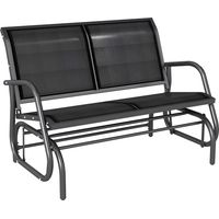 Banc à Bascule de Jardin 2 Places Design Contemporain Grand Confort accoudoirs Assise et Dossier Ergonomique métal textilène Noir