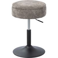 Taburete de bar con almacenaje ajustable giratorio tapizado en chenilla gris