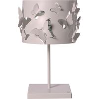 Lampe De Table Farfallosa 20X20X37,2 Cm En Fer Perforé Avec Papillons En Relief Effet Lumineux Douille E27 Made In Italy Mulberry