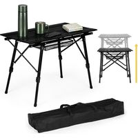 Folding Camping Table, Adjustable Height, Aluminum, 90x50 cm