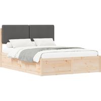 Estructura de Cama con Cabecera Tapizada Gris oscuro vidaXL