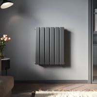 Sonni – Radiateur eau chaude en acier 600x465 mm – Puissance 509W – Design vertical anthracite – Installation murale flexible