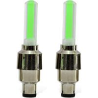 Lumière de roue de moto, 2 pièces, capuchon de tige de Valve de pneu, lampe de conduite de nuit, décoration universelle pour voiture, vélo, vert.