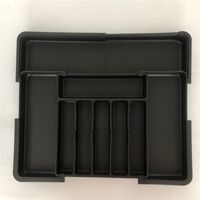 Range Couverts pour Tiroir, Rangement Couverts Tiroir Cuisine Avec 8Compartiments, Range Couverts en Silicone 37 33cm, pour Rangement Des Couverts de Cuisine, Rangement à Tiroirs, Noir