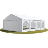 TOOLPORT Festzelt Partyzelt 6x8 m PREMIUM, hochwertige PVC Plane 750 N in weiß 100% wasserdicht mit Bodenrahmen