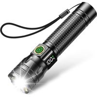 Linterna LED recargable, linterna LED táctica de aluminio ultrapotente, 3 modos de iluminación y zoom para camping, senderismo, emergencias y cortes de luz.