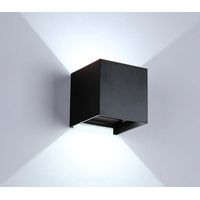 Applique Led Cob Lampada Parete 10W Quadrato Nero Luce Fredda Interno Esterno