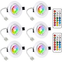 LED Spots Encastrables Orientable GU10 Ampoule RGB Couleur Changement Lampe Blanc Chaud 2700K de plafond du Jour Plafonnier Encastré 6W AC 85V-265V Spot Bulb Rond métal avec Télécommande(6er Set)