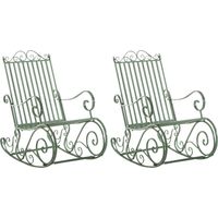 Lot de 2 Fauteuils à bascule d'extérieur Smilla en fer forgé Vert antique
