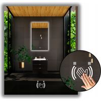 Espejo LED 80x90 con interruptor de sensor sin contacto, resistente al agua IP65