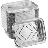 Relaxdays Aluminium Baking Trays, Set of 50, HWD: 4.5 x 18.5 x 13cm, Square Barbecue Dishes, Drip Pans, Grilling, Silver