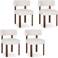 COLAMY Lot de 4 Chaises de Salle à Manger en Bois Massif, Design Épuré et Chaleureux, Dossier Arrondi Épousant la Courbe du Dos, Confort Optimal, Coloris beige