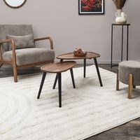 Table Gigogne - HOME DECO FACTORY - Galets - Bois d'acacia - Noir et Marron
