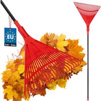 KOTARBAU® Rateau À Feuilles - Plastique - 50 cm - avec Manche en Aluminium - Extra-Click - Rateau Jardin - Ramasse Feuilles - Léger - Rouge & Noir - Ergonomique