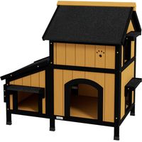 Refugio para Gatos de 2 Niveaux Caseta de Madera Exterior 96x65x85,5 cm Naturel