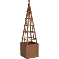 Jardinière avec treillis HHG-081, bac à plantes avec treillis, jardinière 168x40x40 cm, brun foncé